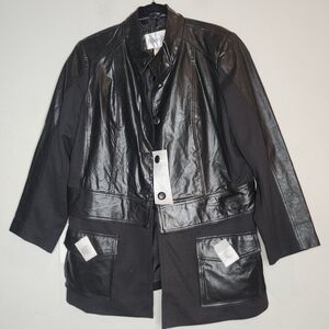 Roamans Genuine Leather Black Jacket Zip Off Hem Women's size 16W New‎